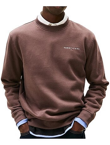 Sweatshirt tommy hilfiger linear crew preto para homem