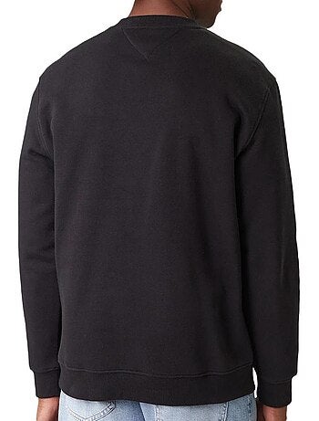 Sweatshirt tommy hilfiger linear crew preto para homem