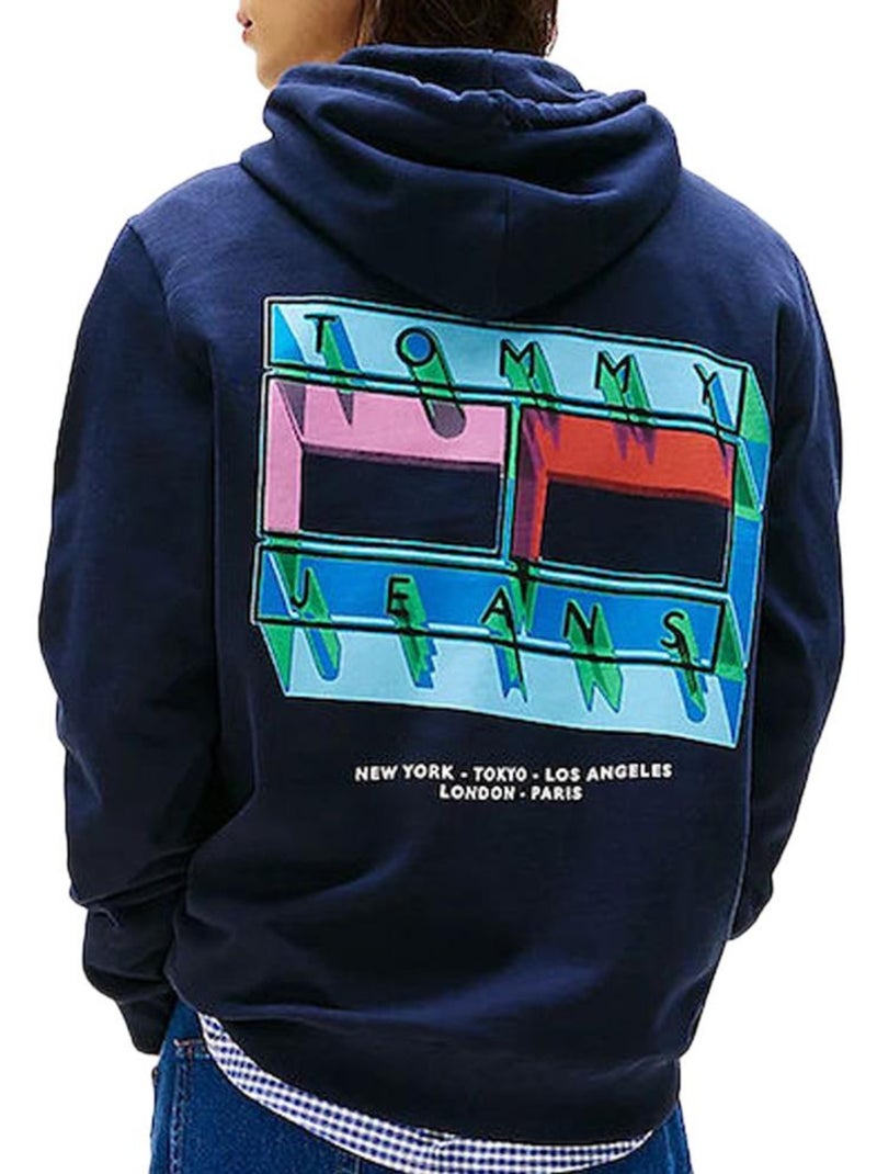 Sweatshirt Tommy Hilfiger TJM Flag para Homem Azul-marinho - Kiabi