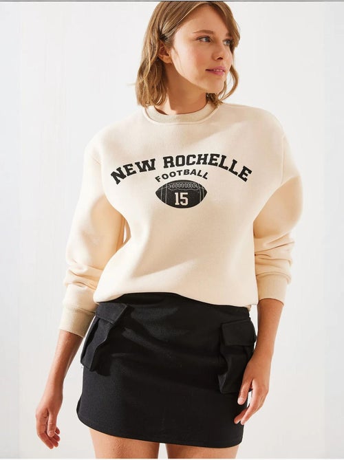 Sweatshirt triple yarn fleece rochelle estampada mbhs lucci - Kiabi
