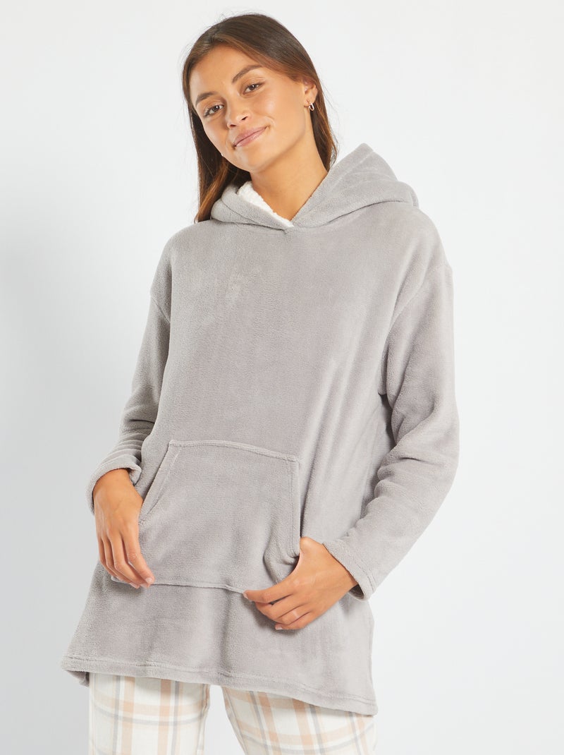 Sweatshirt ultra suave de malha peluche Cinza - Kiabi