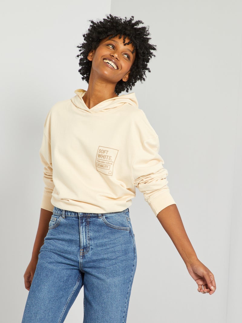 Sweatshirt unissexo com capuz BRANCO - Kiabi