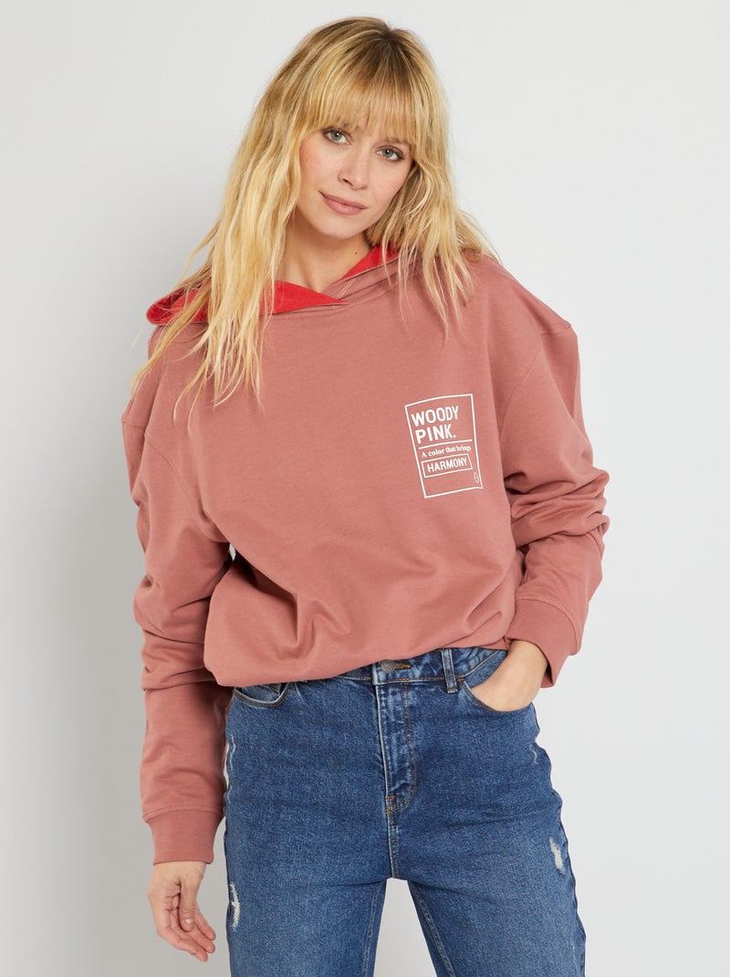 Sweatshirt unissexo com capuz VERMELHO - Kiabi