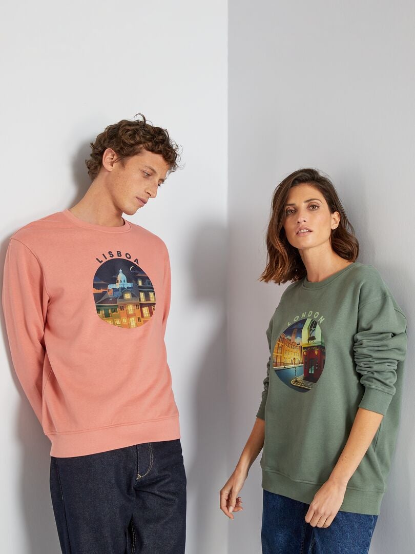 Sweatshirt unissexo com estampado 'Palma de Mallorca' ROSA - Kiabi