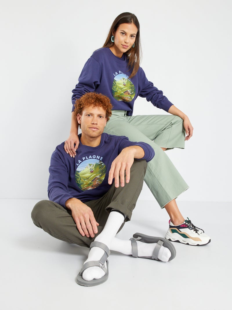 Sweatshirt unissexo em moletão - Unissexo AZUL - Kiabi