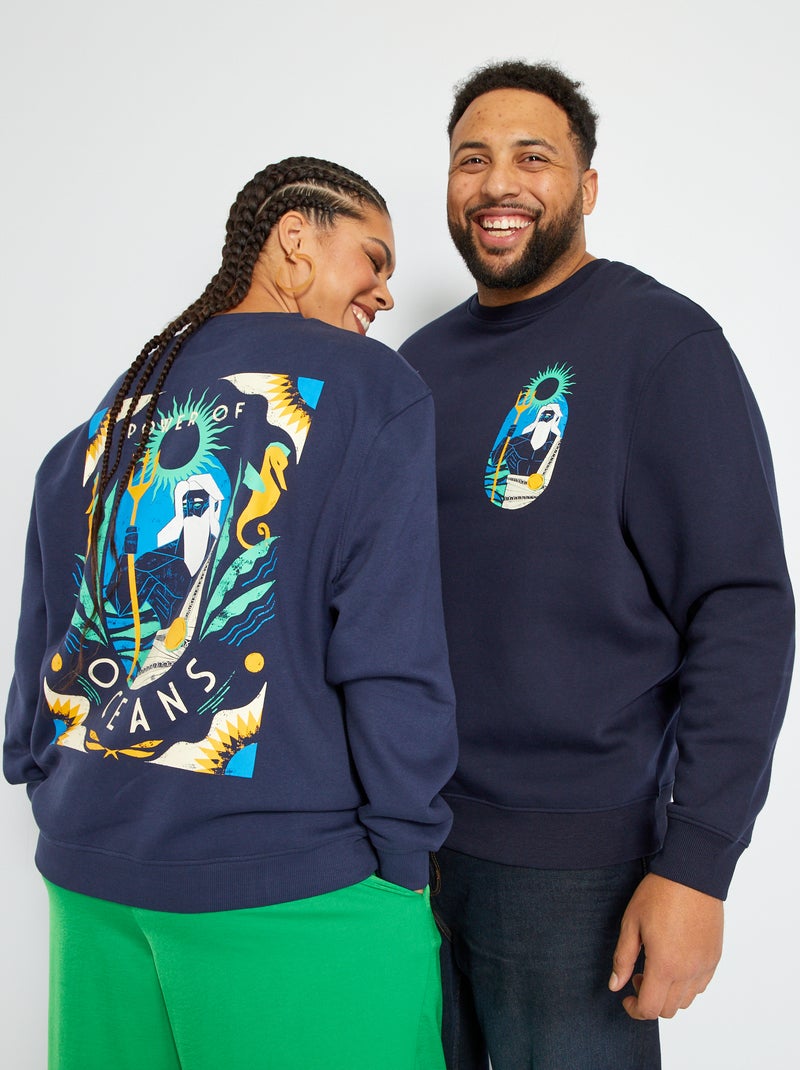 Sweatshirt unissexo em moletão AZUL - Kiabi