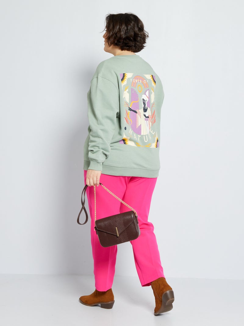 Sweatshirt unissexo em moletão VERDE - Kiabi