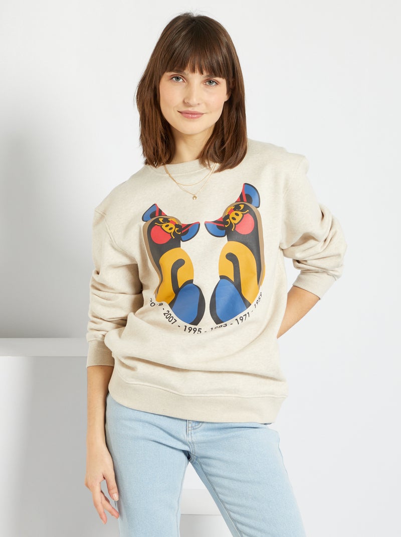 Sweatshirt unissexo novo ano chinês BEGE - Kiabi