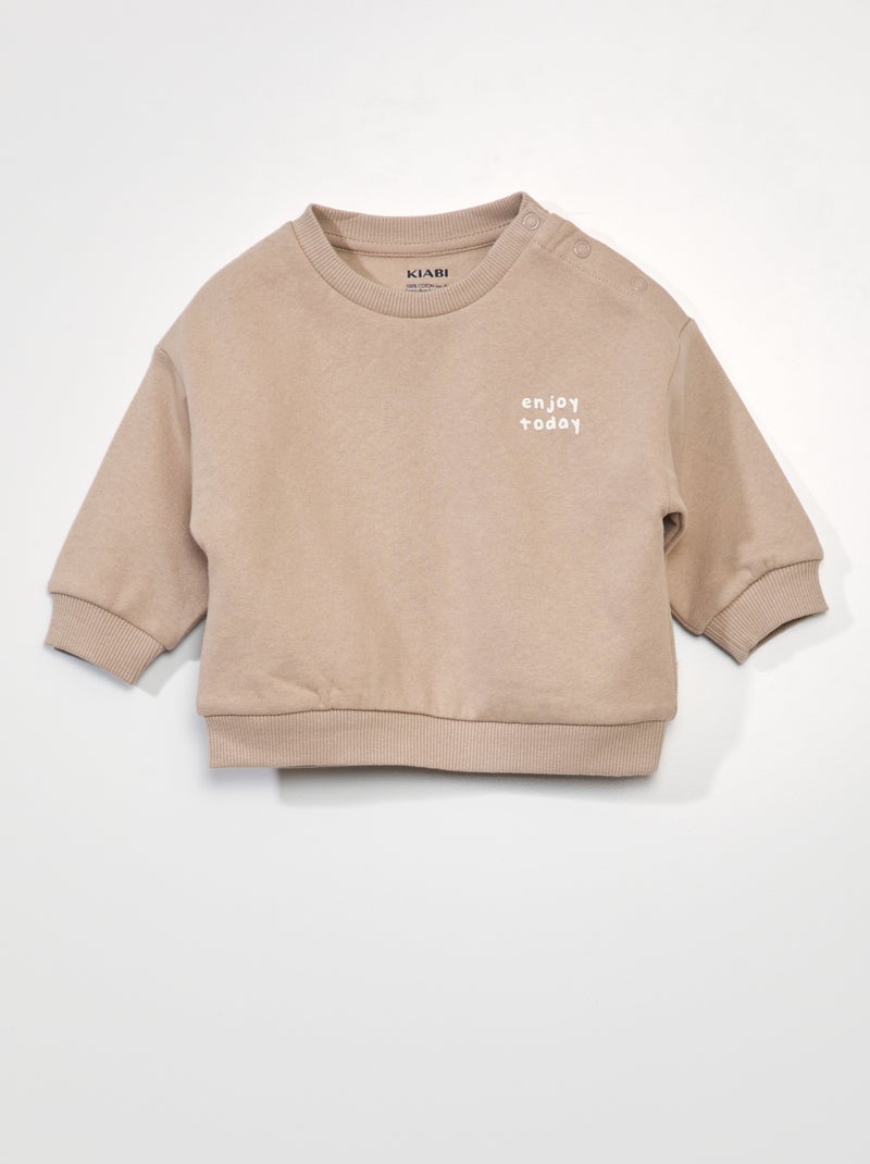 Sweatshirt unissexo oversize em moletão BEGE - Kiabi