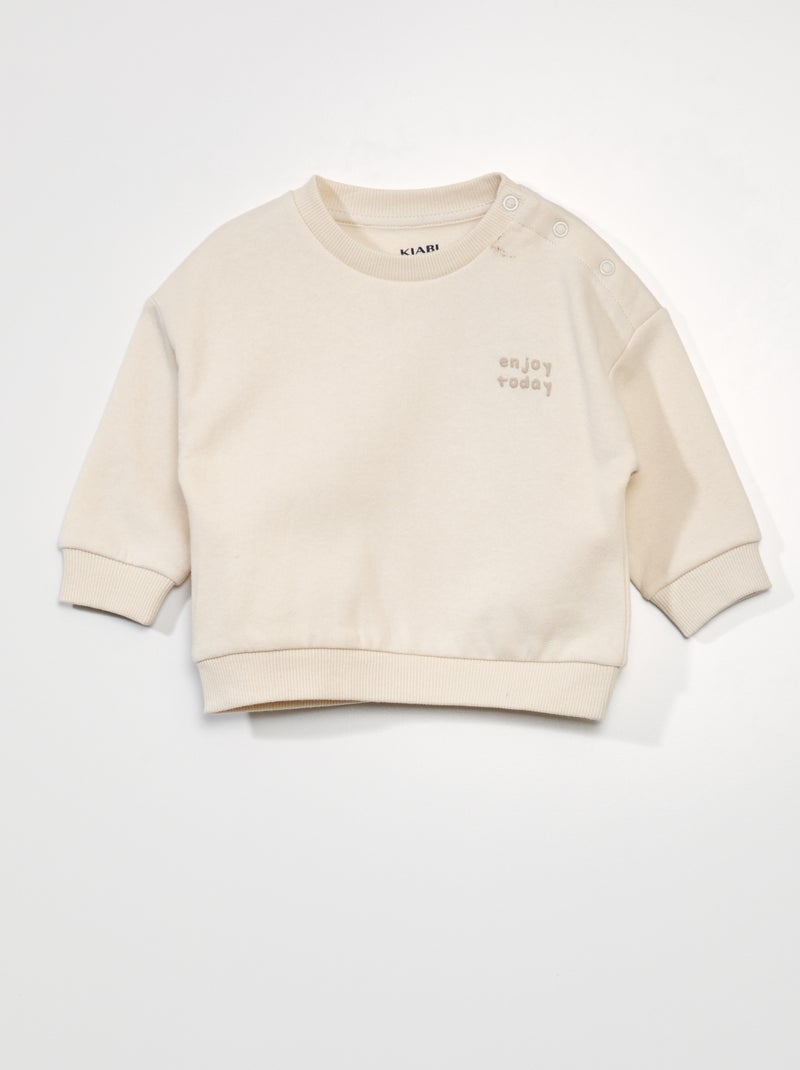 Sweatshirt unissexo oversize em moletão BRANCO - Kiabi