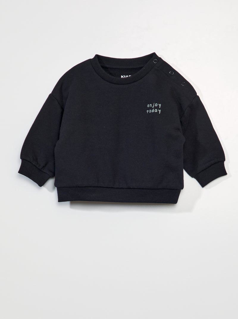 Sweatshirt unissexo oversize em moletão PRETO - Kiabi