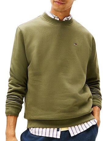 Sweatshirt Verde Masculina Tommy Hilfiger Reg Flag Crews