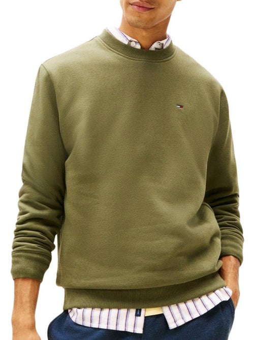 Sweatshirt Verde Masculina Tommy Hilfiger Reg Flag Crews - Kiabi