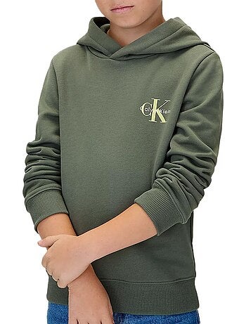 Sweatshirt verde menino calvin klein jeans com monograma pequeno