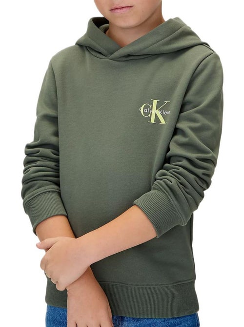Sweatshirt Verde Menino Calvin Klein Jeans com Monograma Pequeno - Kiabi Sweatshirt Verde Menino Calvin Klein Jeans com Monograma Pequeno - Kiabi
