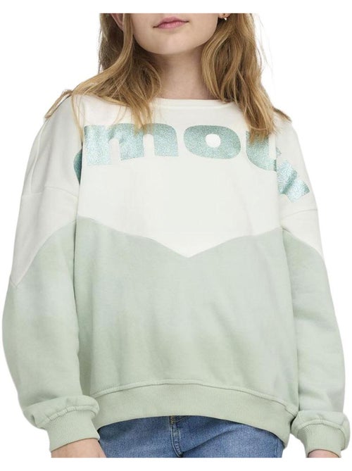 Sweatshirt verde/branco para menina kids only kogruna - Kiabi Sweatshirt verde/branco para menina kids only kogruna - Kiabi