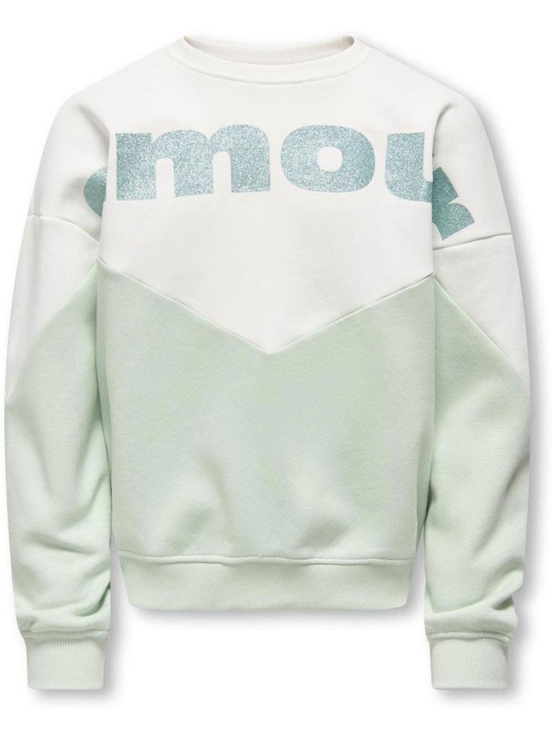 Sweatshirt Verde/Branco para Menina Kids ONLY Kogruna Branco - Kiabi