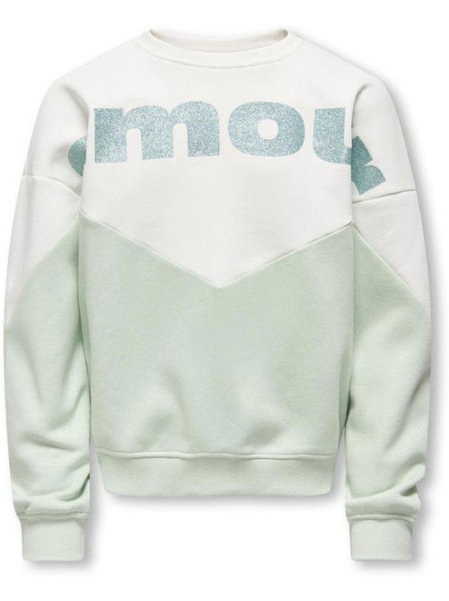 Sweatshirt verde/branco para menina kids only kogruna - Kiabi Sweatshirt verde/branco para menina kids only kogruna - Kiabi