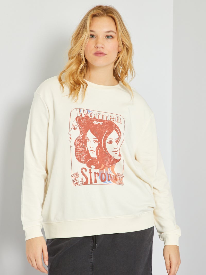 Sweatshirt 'Woman' em moletão BRANCO - Kiabi