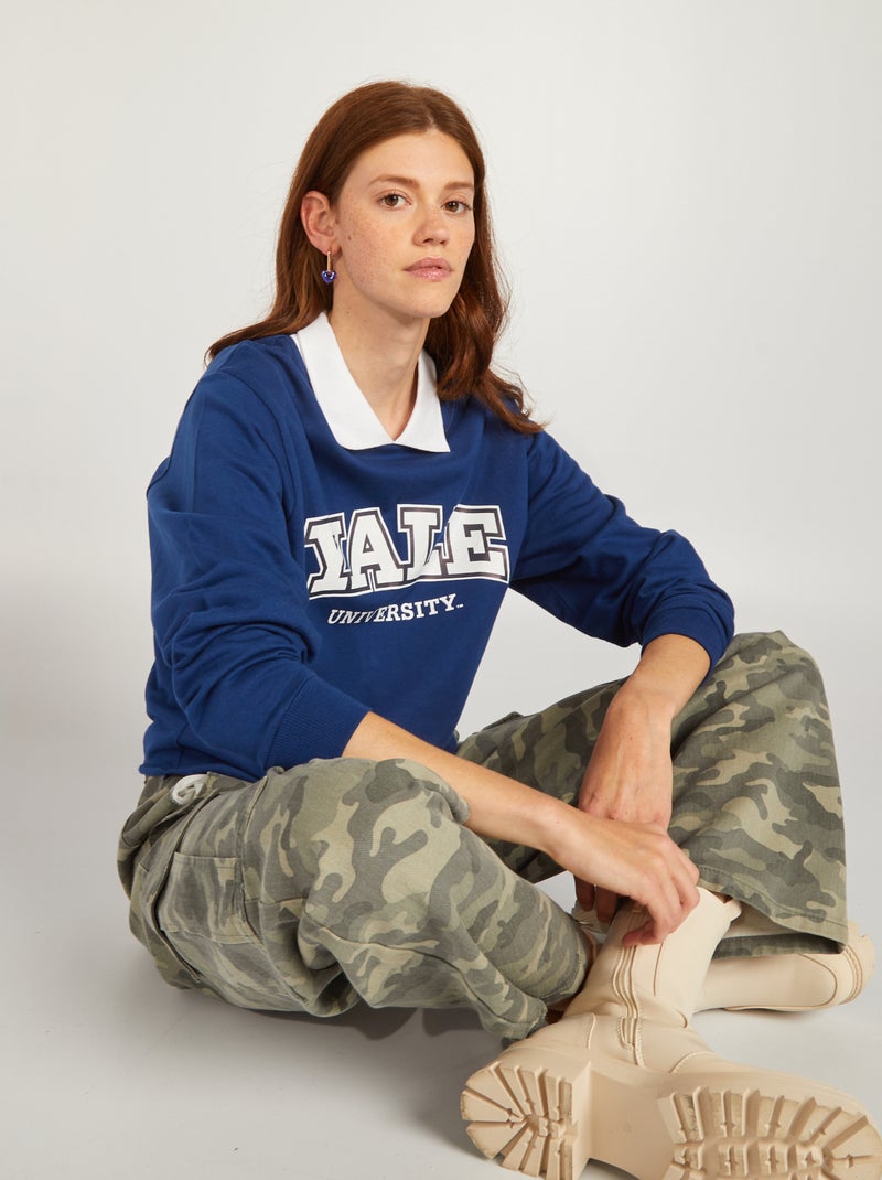 Sweatshirt 'Yale' em moletão Azul Marinho - Kiabi