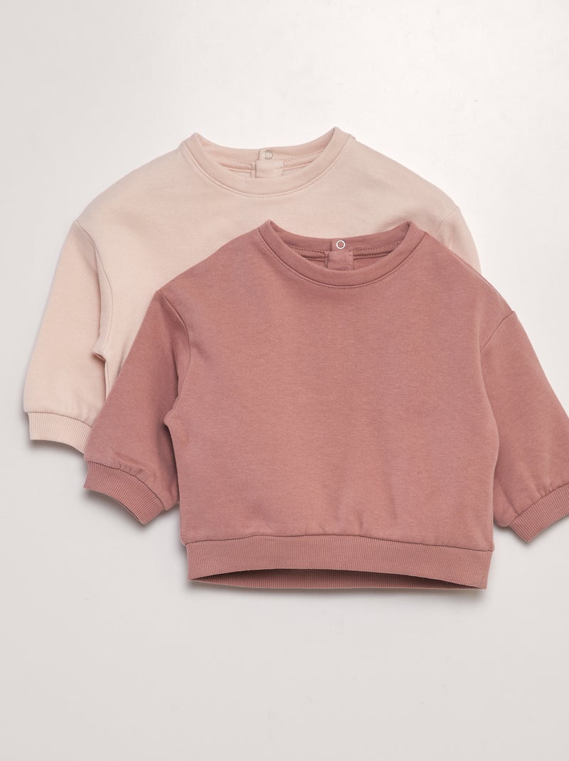 Sweatshirts lisas em moletão - Lote de 2 ROSA - Kiabi