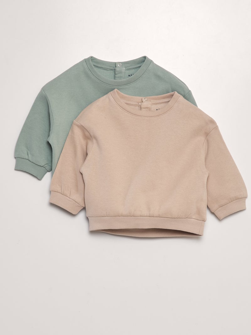 Sweatshirts lisas em moletão - Lote de 2 VERDE - Kiabi