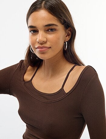 T-shirt - Camisola com efeito 2 em 1