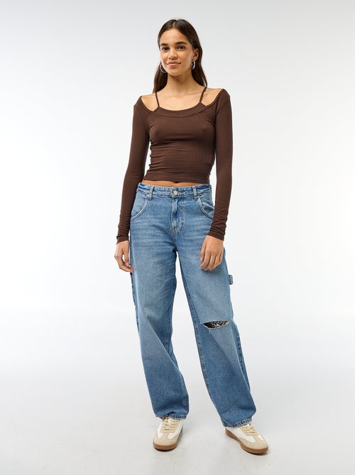 T-shirt - Camisola com efeito 2 em 1 - Kiabi