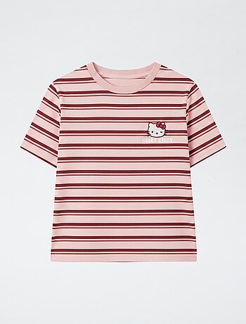 T-shirt à riscas com patch 'Hello Kitty'
