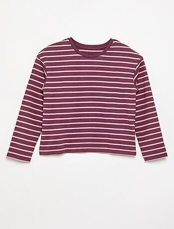 T-shirt à riscas de manga comprida