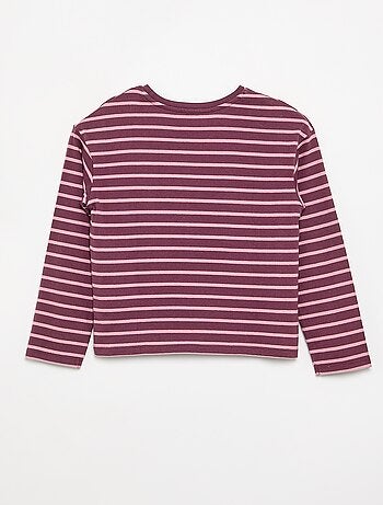 T-shirt à riscas de manga comprida