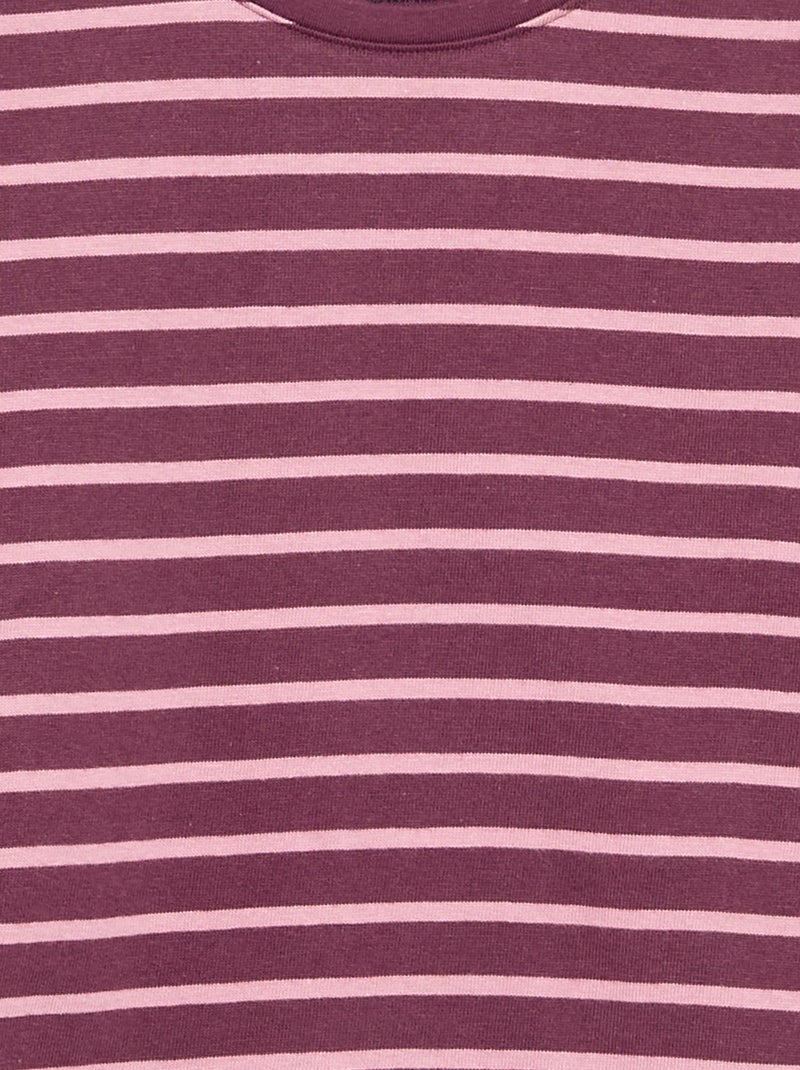T-shirt à riscas de manga comprida Bordeaux - Kiabi