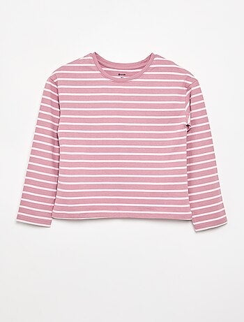 T-shirt à riscas de manga comprida
