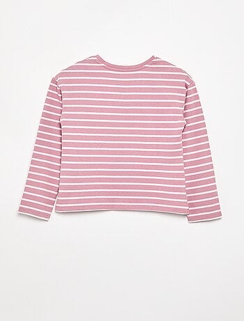 T-shirt à riscas de manga comprida
