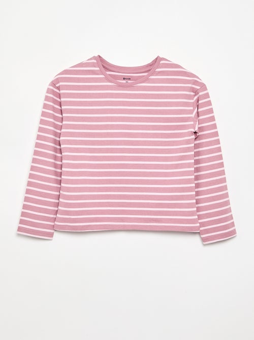 T-shirt à riscas de manga comprida - Kiabi