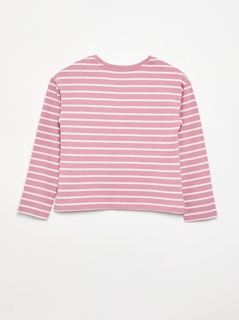 T-shirt à riscas de manga comprida Rosa - Kiabi