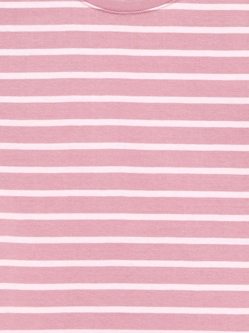 T-shirt à riscas de manga comprida Rosa - Kiabi