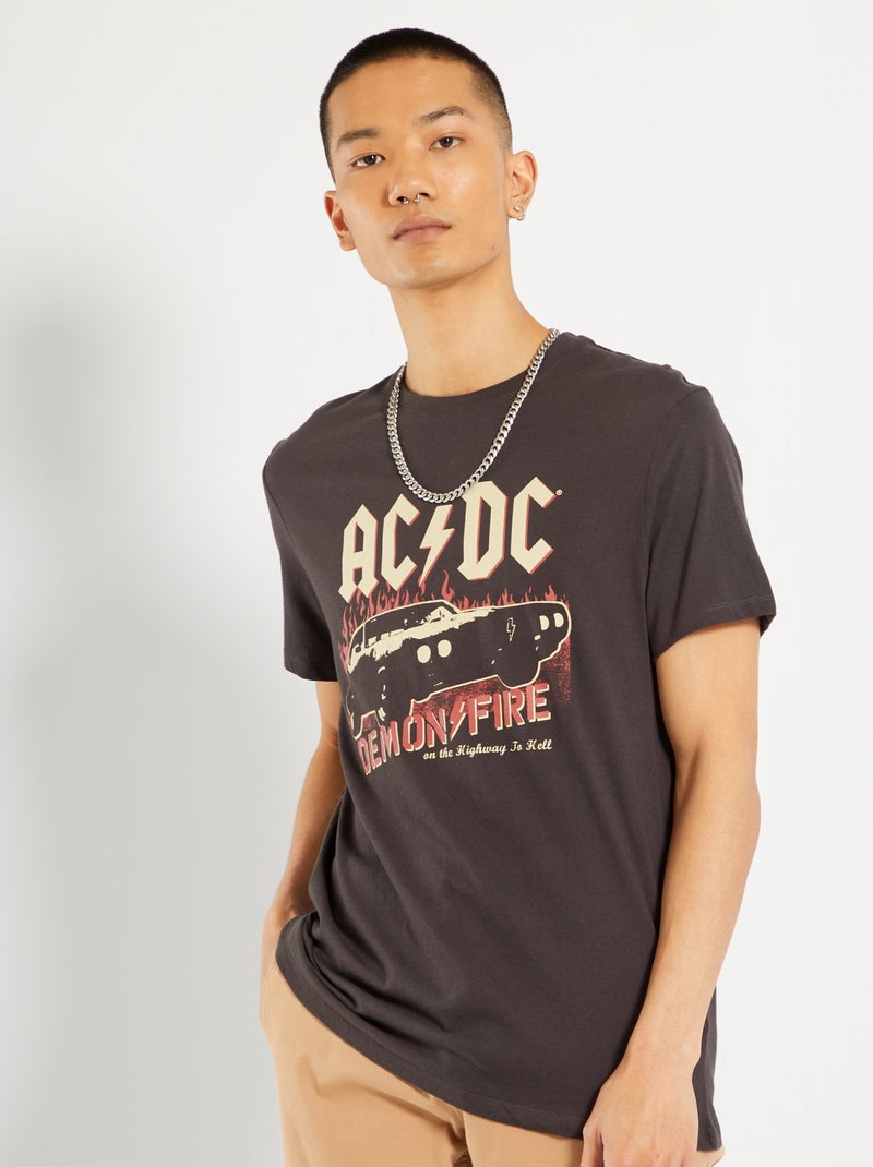 T-shirt 'AC-DC' Cinza Escuro - Kiabi