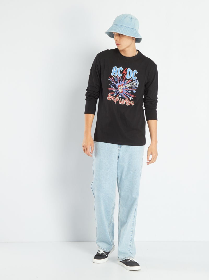 T-shirt 'AC/DC' de manga comprida PRETO - Kiabi