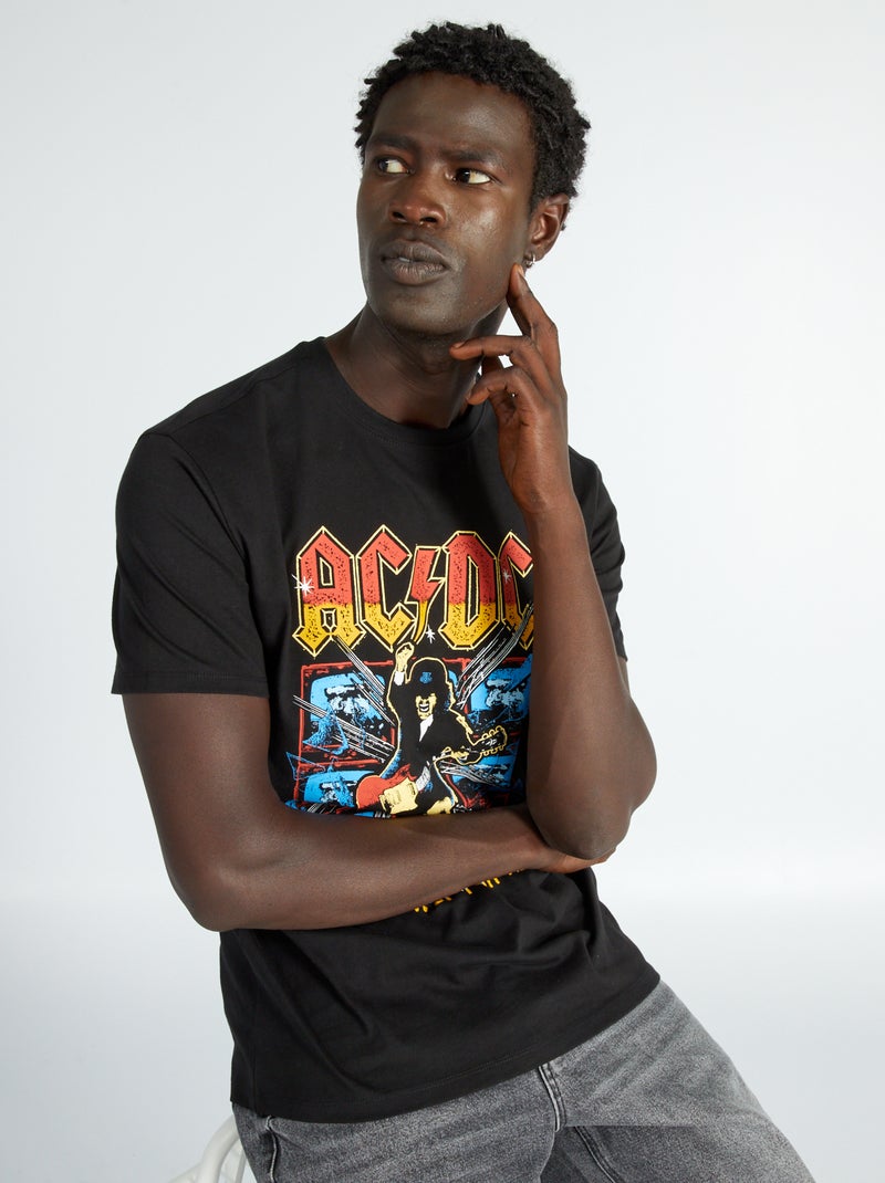 T-shirt 'AC/DC' em jersey Preto - Kiabi