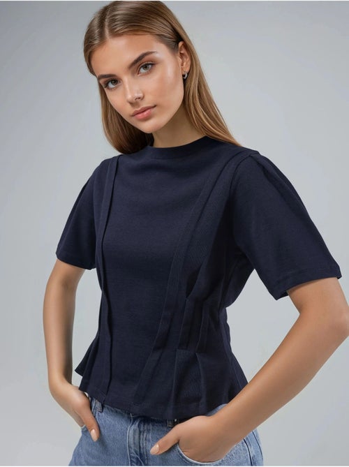 T-shirt ajustada com gola redonda hiccup - Kiabi