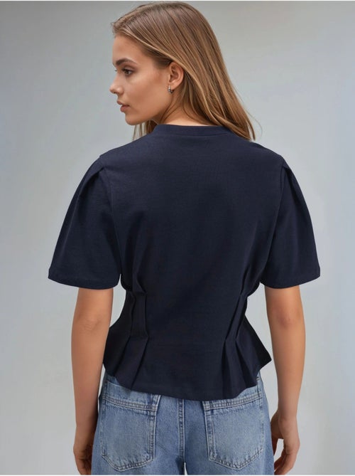 T-shirt ajustada com gola redonda hiccup - Kiabi
