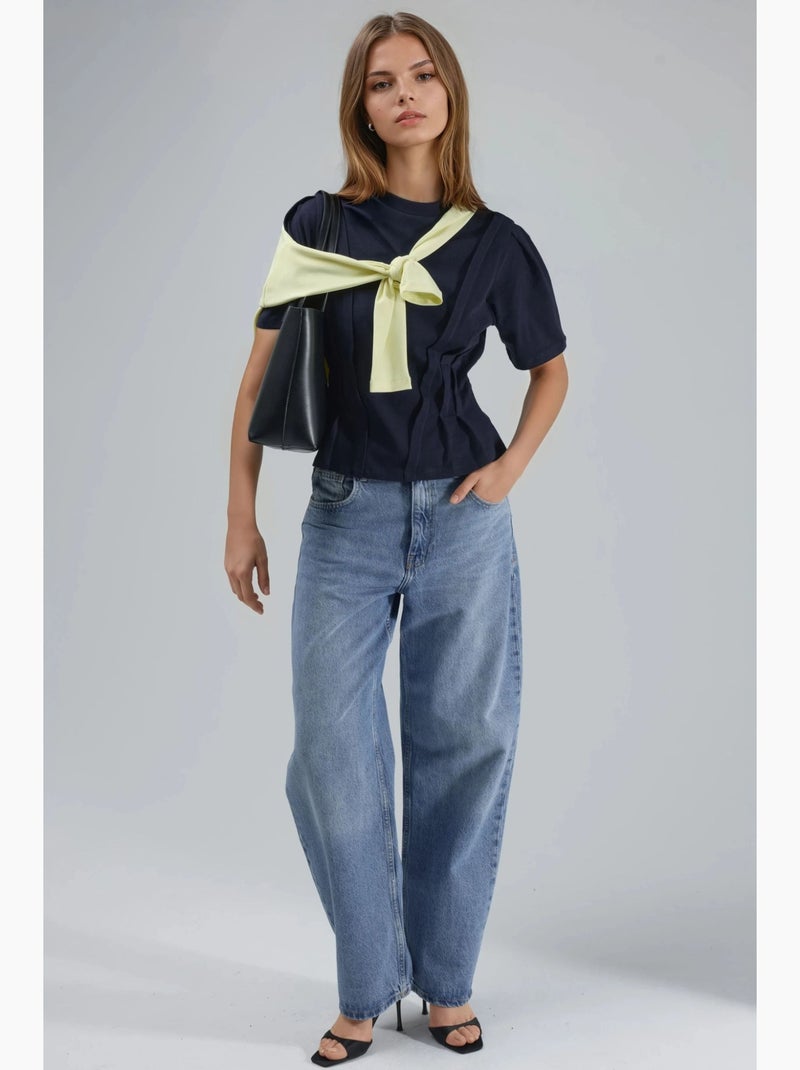 T-shirt ajustada com gola redonda hiccup Azul escuro - Kiabi