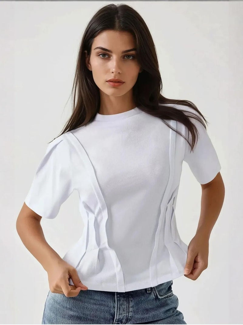 T-shirt ajustada com gola redonda hiccup Branco - Kiabi