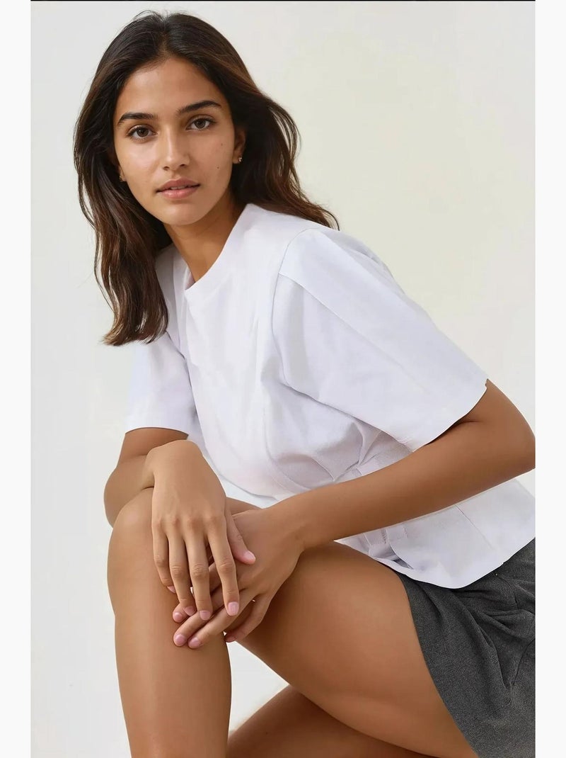 T-shirt ajustada com gola redonda hiccup Branco - Kiabi