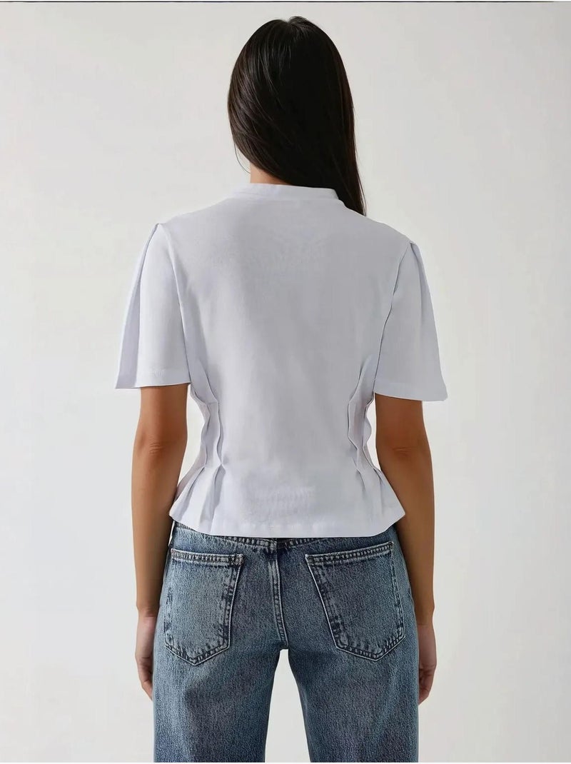 T-shirt ajustada com gola redonda hiccup Branco - Kiabi