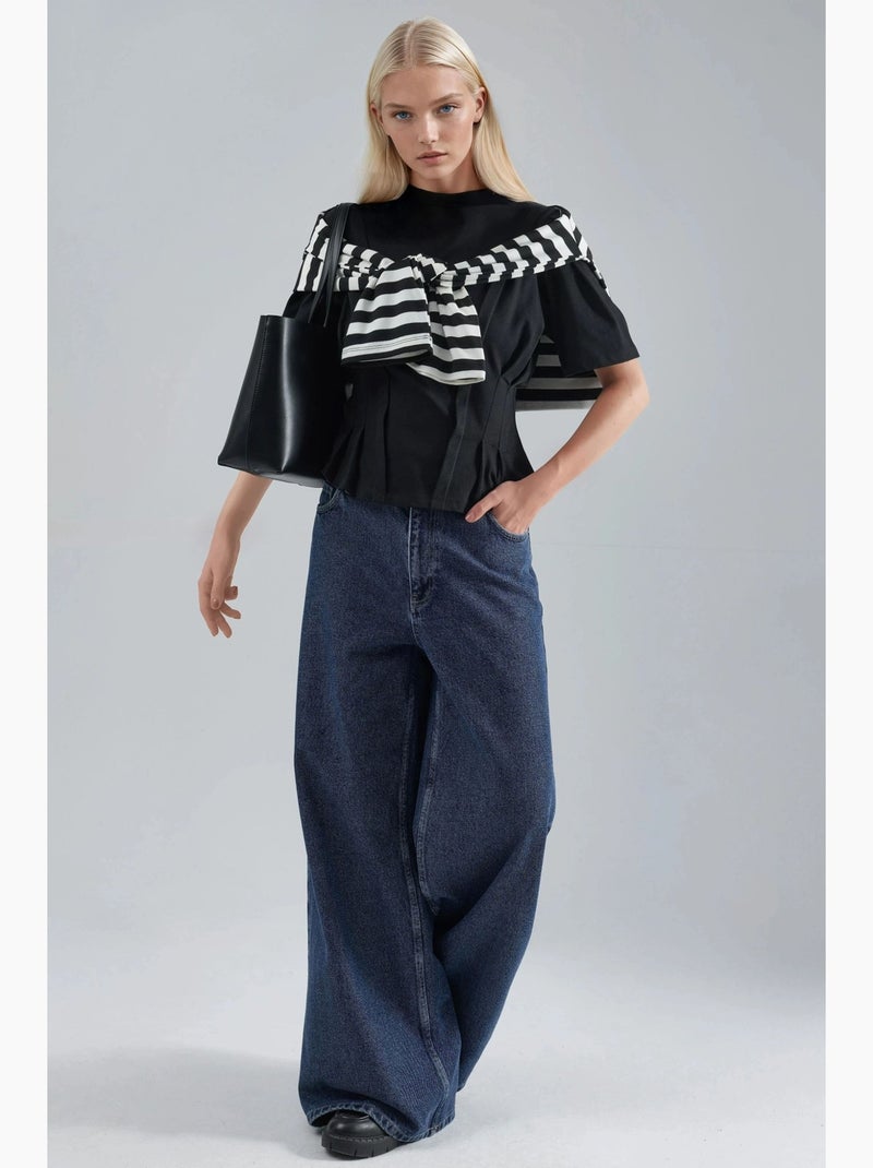 T-shirt ajustada com gola redonda hiccup Preto - Kiabi