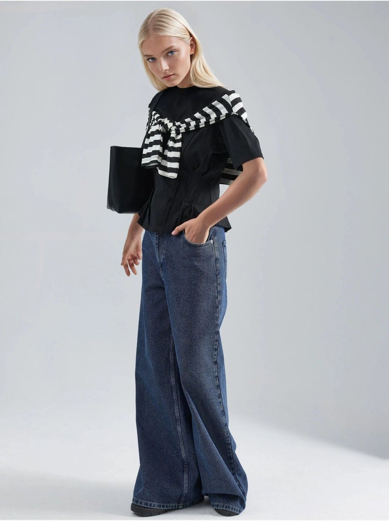 T-shirt ajustada com gola redonda hiccup Preto - Kiabi
