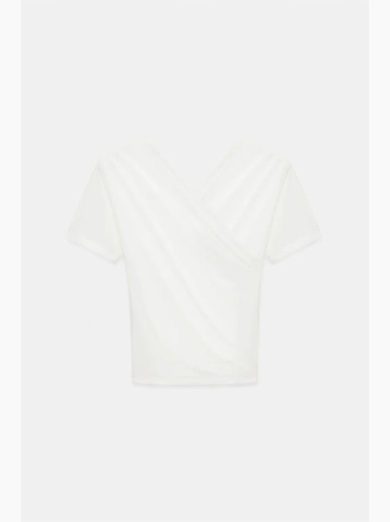 T-shirt ajustada decote v manga curta dilvin Branco - Kiabi