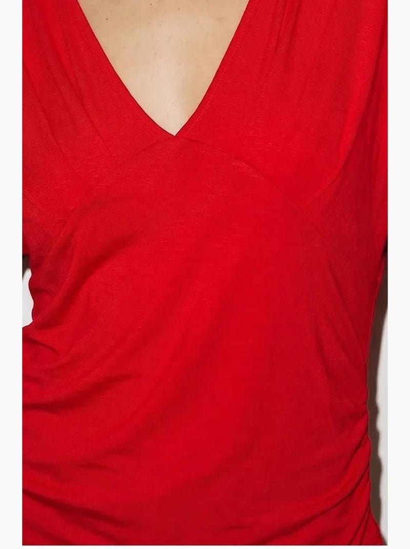 T-shirt ajustada decote v manga curta lucci Vermelho - Kiabi